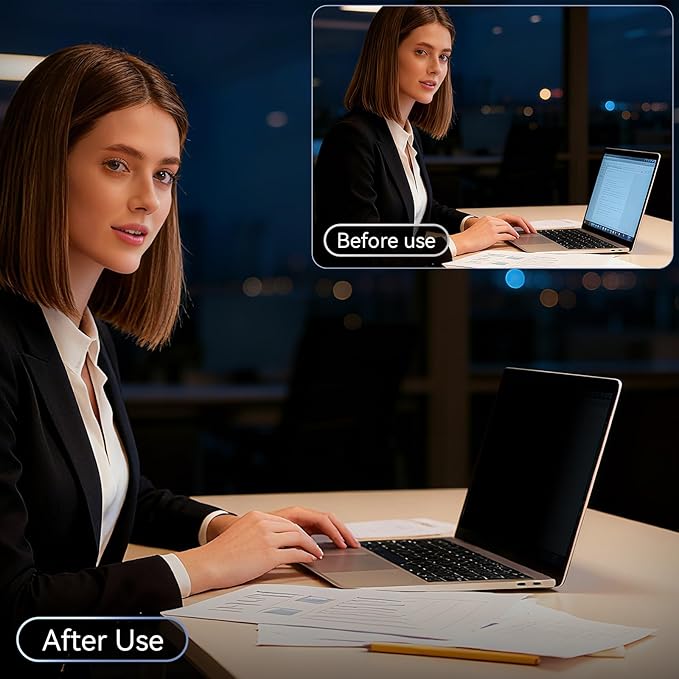 360° Laptop Privacy Screen 14 Inch for 16:9 Computer, 14" Monitor 4 Way Privacy Anti Glare Protector Blue Light Filter Shield Film Compatible with Lenovo/Hp/Dell/Acer/Asus/Thinkpad/Envy/Toshiba