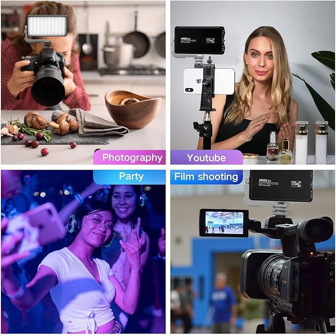 G2 Pocket RGB Camera Light,32Wh Built-in 4300mAh Rechargeable Battery 360°Full Color Gamut 9 Light Effects,2600-10000K LED Video Light Panel with Aluminum Alloy Body, Adjustable Tripod Stand