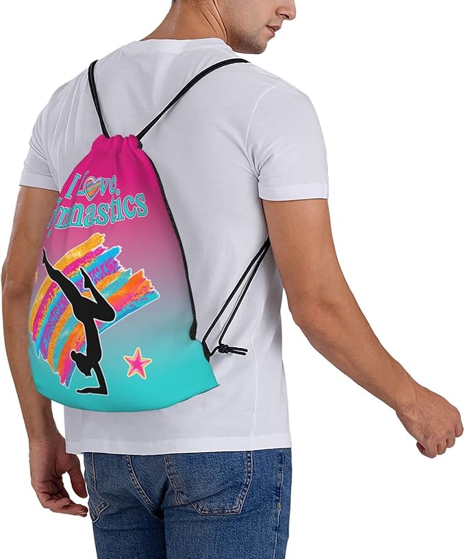 Gymnastics Drawstring Bags For Women Gymnast Drawstring Backpack Water Resistant String Bag Sports Gym Bag
