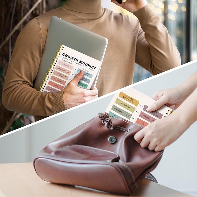 Growth Mindset Spiral Notebook,Positive Affirmations Lined Notebook Hardcover,College Ruled Notebook Journal for Writing,Challenging Negative Thoughts,Positive Gifts for Kids Student,5.5x8.3