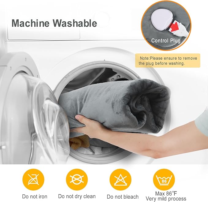 Fast Heating Electric Heating Pad for Neck and Shoulder and Back with 6 Heating Settings & 4 Timer, Large Size Heated Wrap with Auto Shut Off & Machine Washable (Dark Gray, 37x24inch)