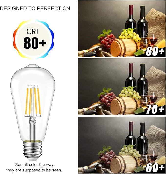 LVWIT 12 Pack ST21 LED Filament Bulb 7W(60 Watt Equivalent) Dimmable 2700K Warm White Vintage Edison Light Bulb E26 Medium Base