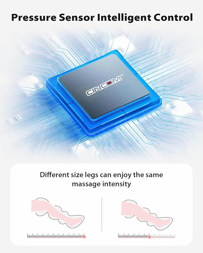 CINCOM Leg Massager for Circulation and Pain Relief, Air Compression Massager for Foot and Leg Helpful for Lymphedema Edema Restless and Relaxation Birthday Gift for Women Men