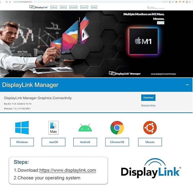 USB Docking Station GIQ USB C HUB USB 3.0 to Dual HDMI VGA Adapter Triple Display USB C Laptop Docking Station Dual Monitor HDMI Splitter Extender Compatible with MacBook M1 M2 USB Dock-Blue