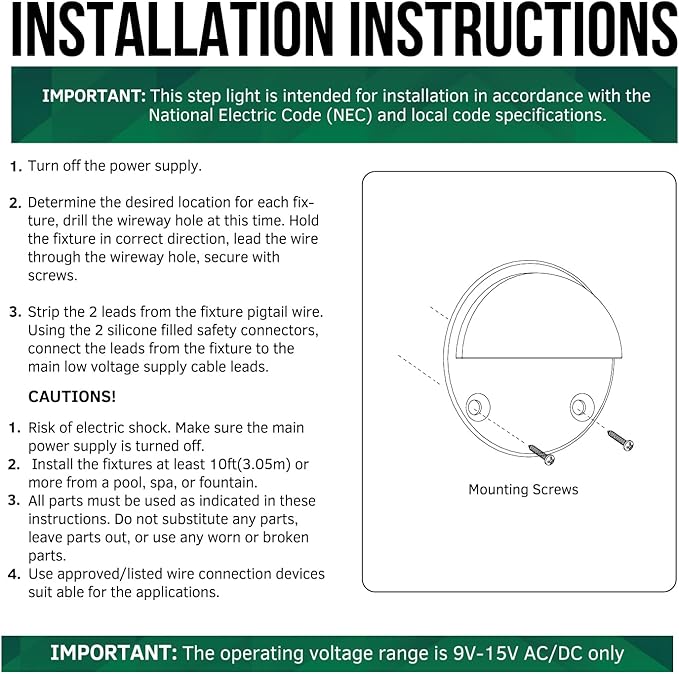 GKOLED 8-Pack Low Voltage LED Deck Lights, Mini Size Eyelid Step Lights with 0.8W Integrated LED Chips, IP65+ Rated Waterproof for Outdoor, 3000K, Die-cast Aluminum with Black Powder Coated Finish