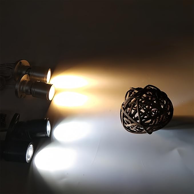 6 PCS Mini LED Spotlight for Display Cabinet, Aluminum USB Showcase Lights with Dimmer, 5V 1W Rotatable Jewelry Display Lighting for Painting Plant Picture (Cool White 6000K, Black)