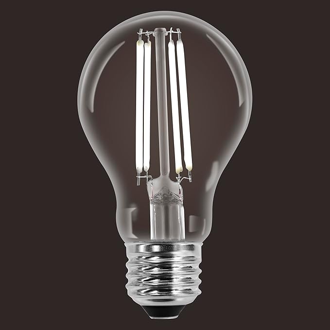 Sylvania A19 Clear LED White Filament Bulb, 6.5W, Dimmable, 800 LMS, Medium Base, 5000K, Daylight - 2 Pack (42171)