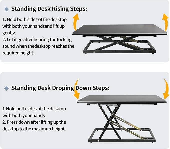 32in Desk Riser for Standing or Sitting, Standing Desk Converter, Height Adjustable Sit Stand Desk Converter, Fully Assembled Monitor Laptop Riser Workstation for Home Office, Black