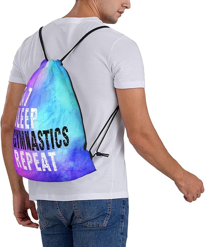 Gymnastics Drawstring Backpack Light Gym String Bag Pink Water Resistant Sackpack Sport Yoga Daypack For Womens Mens