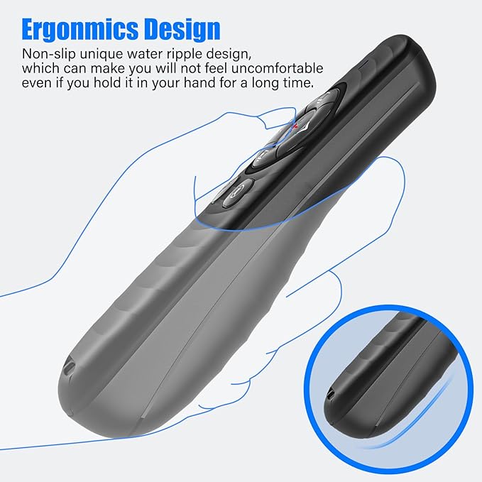 2-in-1 USB TYPE-C Presentation Clicker wireless Presenter Remote Clicker, Powerpoint Clicker Slide Advancer, Clicker for Powerpoint Presentations with Volume Control, Presentation Clicker for Computer