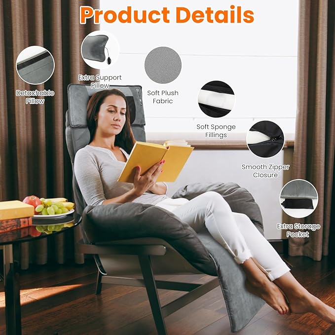 Full Body Massage Mat with Heat, Electric Vibration Back Massage Pad with Shiatsu Detachable Neck Massage Pillow for Pain Relief, 10 Vibration Motors, 3 Heating Levels, Gifts for Men, Women