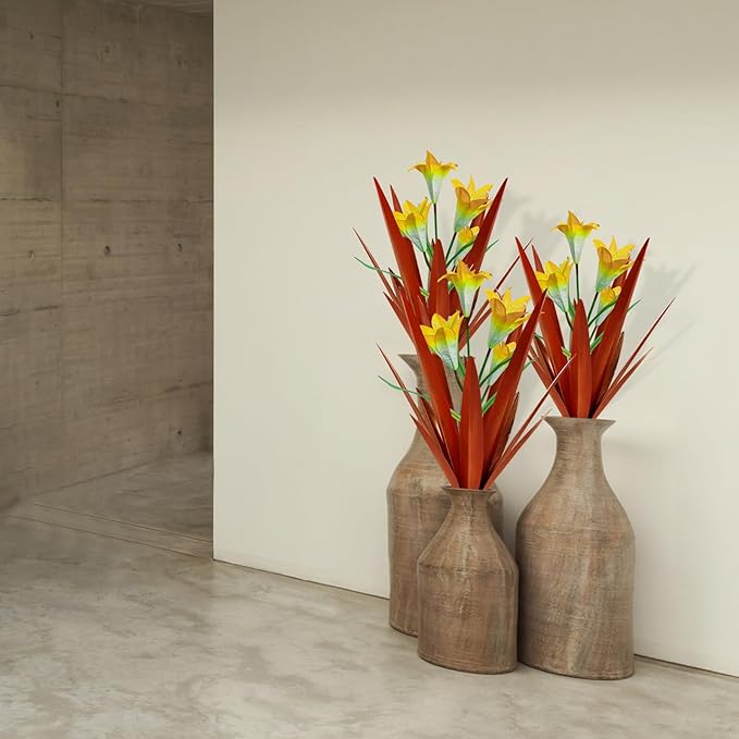 Homight Metal Agave Plant Decoration - Outdoor Garden Decorative Art - 2 Big Yellow Lilies