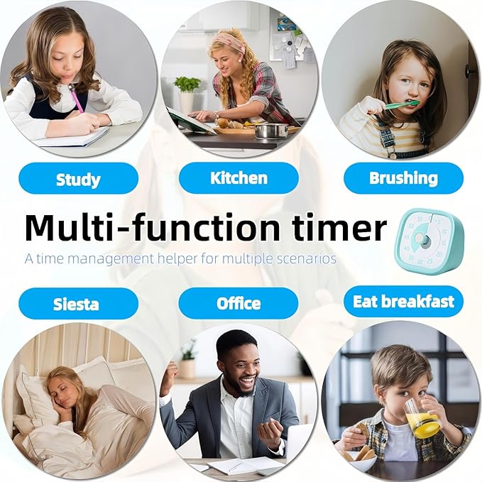 Visual Timer for Kids - 60 Minute Visual Kids Timer for Classroom Home Office, Countdown Timer for Cooking Teaching Working Meeting (Blue)