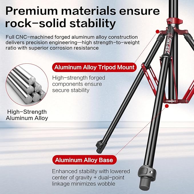 FreeSea Light Stand Photography - 1.4in Oversized Tubes Heavy Duty Stand, Aluminum Alloy Construction, 106in Tall Tripod with Flip-Lock & Gas Spring, Holds Softboxes/Ring Lights up to 8KG