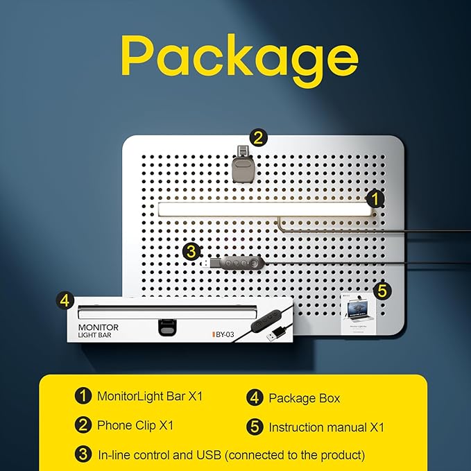 XINBAOHONG Mini Laptop Monitor Light, Computer Monitor Screen Light Care-Reading LED Task Lamp Adjustable Brightness Color Temperature Reading Laptops