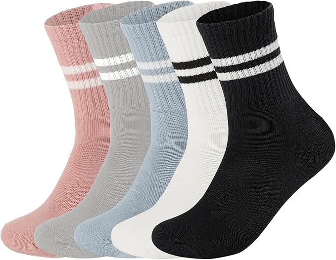 Flydo Pilates Grippy Socks with Grips for Women Yoga Non Slip Long Socks for Pure Barre, Ballet,Dance Workout 2-5 Pack