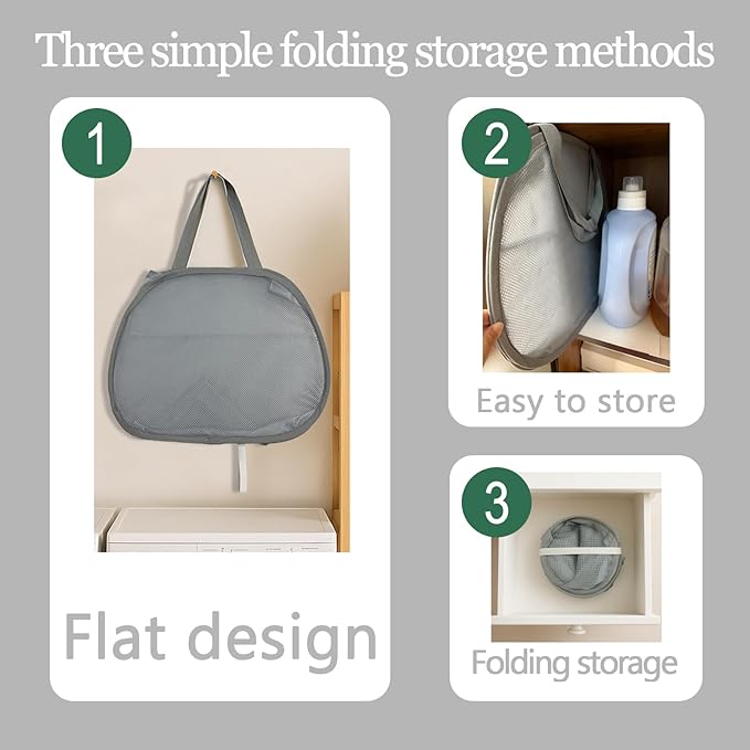 Collapsible Pop-Up Mesh Laundry Hamper Basket, 90L Large Square with Wide Opening, Sturdy Handles & Side Pocket, Foldable, Breathable, Space-Saving for Laundry, Storage, Camping, Travel (Gray)