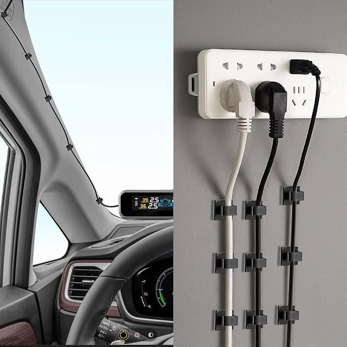 XHF 120 PCS Adhesive Cable Wire Clips Black, Outdoor Cable Management Wire Organizer Cord Holder for Under Desk, Car, Wall, TV PC Ethernet Cable