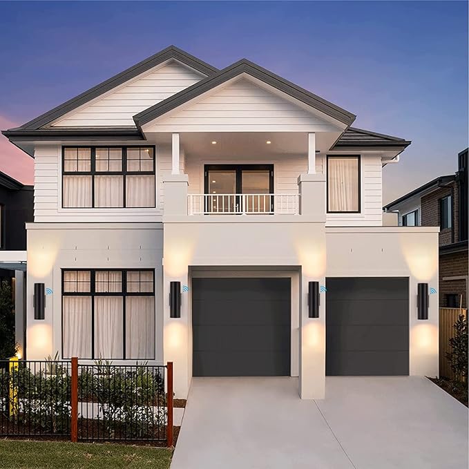 Dusk to Dawn Outdoor Lighting Sensor Wall Lights 2Pack, 12W 2700K Integrated LED Cylinder Up Down Lights Outdoor, IP65 Waterproof Aluminum Wall Sconce Exterior Wall Light for Porch Patio etc.