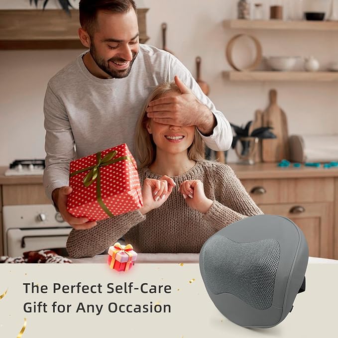 Shiatsu Back and Neck Massager with Heat - Deep Tissue 4D Kneading Massage Pillow for Pain Relief, Electric Shoulder Mlassager for Neck, Lower Back, Legs, Gifts for Men Women Mom Dad. Home Office car