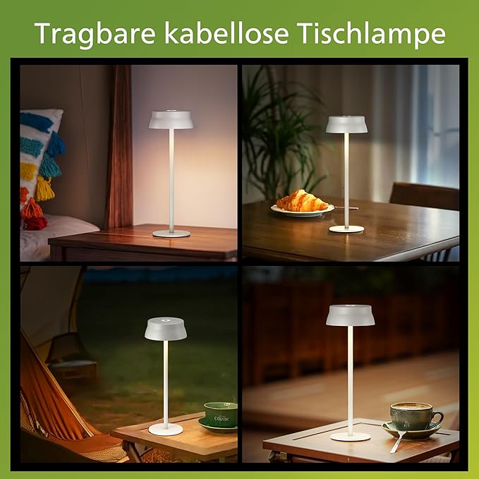 Philips Cordless Table Lamp, Portable Outdoor LED Desk Light,Rechargeable Battery Operated, 2 Adjustable Height, Touch Control & 3 Color Stepless Dimming, Waterproof Lamps for Restaurant/Bedroom
