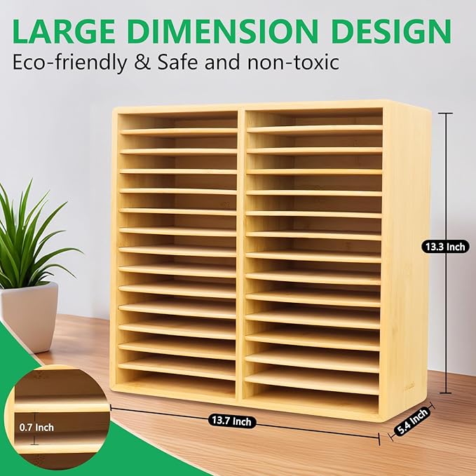 walowalo Bamboo Marker Organizer for 280 Markers Durable Pencil Holder Desk Storage Extra Large for Artists Teachers Students Office Classroom Birthday Gifts No Assembly Required 28-Compartments