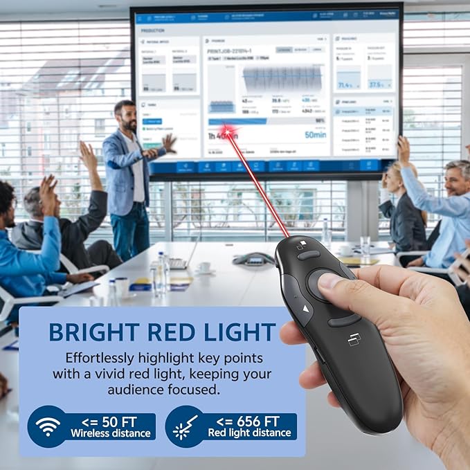 Presentation Clicker with Storage Case, USB C Rechargeable Wireless Presenter Remote Powerpoint Clicker with Protective Case