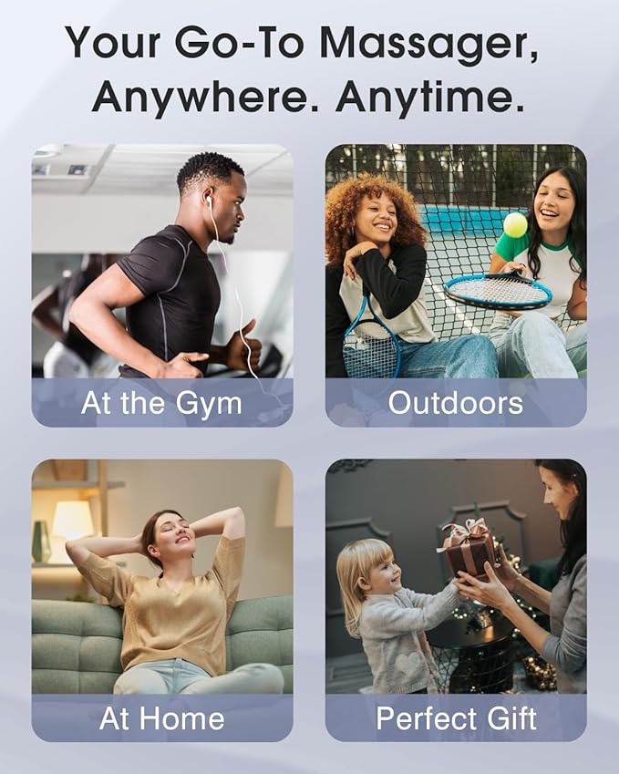 Morelax Mini Massage Gun Portable Deep Tissue Muscle Percussion Massager, Electric Handheld Sport Massager with 6 Massage Heads 4 Speed, Best Gift (Almond)