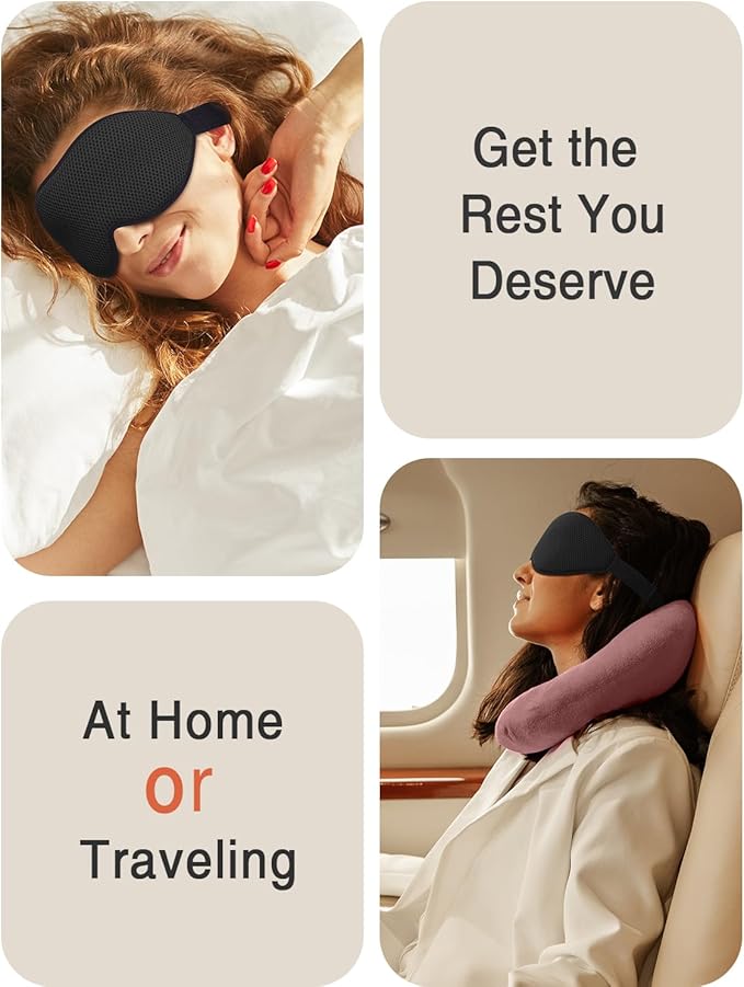 MABAO 2 Packs Sleep Mask for Side Sleeper, Eye Mask for Sleeping Women Men, 3D Contoured Cup No Eye Pressure 100% Light Blocking Sleeping Mask with Adjustable Strap Night Blindfold, Nap, Black & Pink