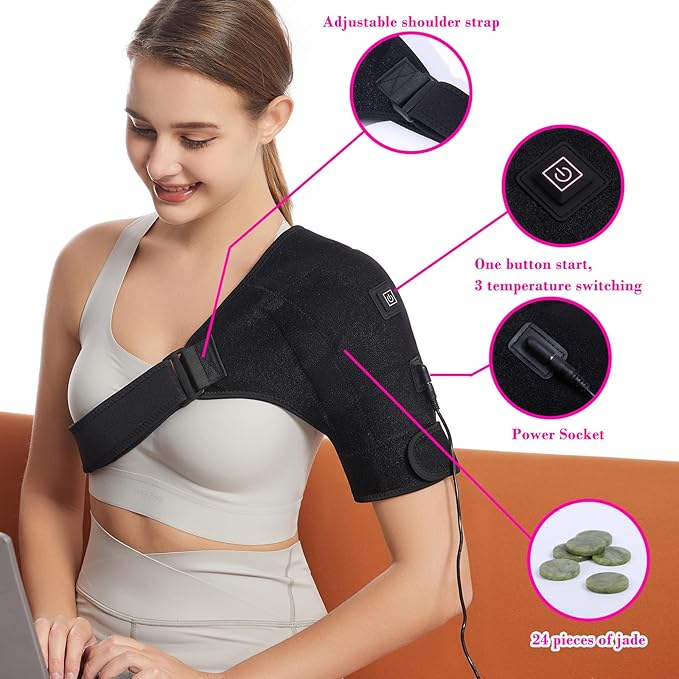 Shoulder Heating Pads Wrap,3 Heat Settings Relieve Muscle Pain,Rotator Cuff,Reduce Shoulder Pain