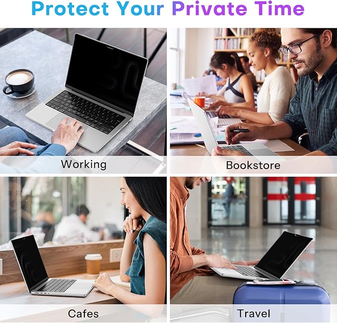 OMOTON Magnetic Privacy Screen for MacBook Pro 14 Inch (2021-2025, M1-M5, Pro, Max), Anti-Spy Filter, Matte Anti Glare Blue Light Protector, Easy Install & Remove