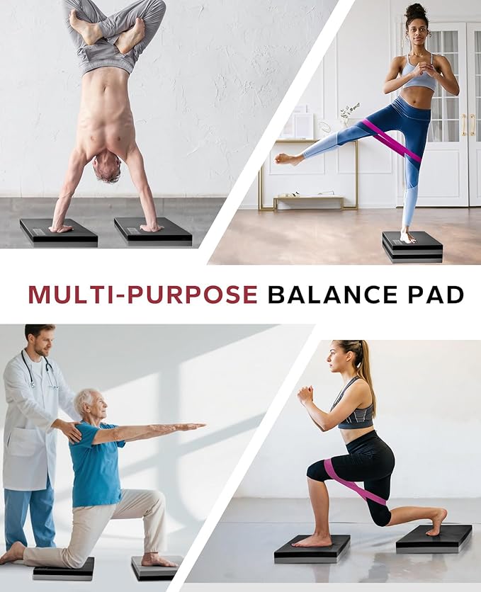 HAPBEAR Exercise Balance Pad - 15"x12" Non-Slip Textured Bottom Stability Training Mat - 2.25" Thick Soft Cushioned Foam for Physical Therapy, Core Training & Home Workouts