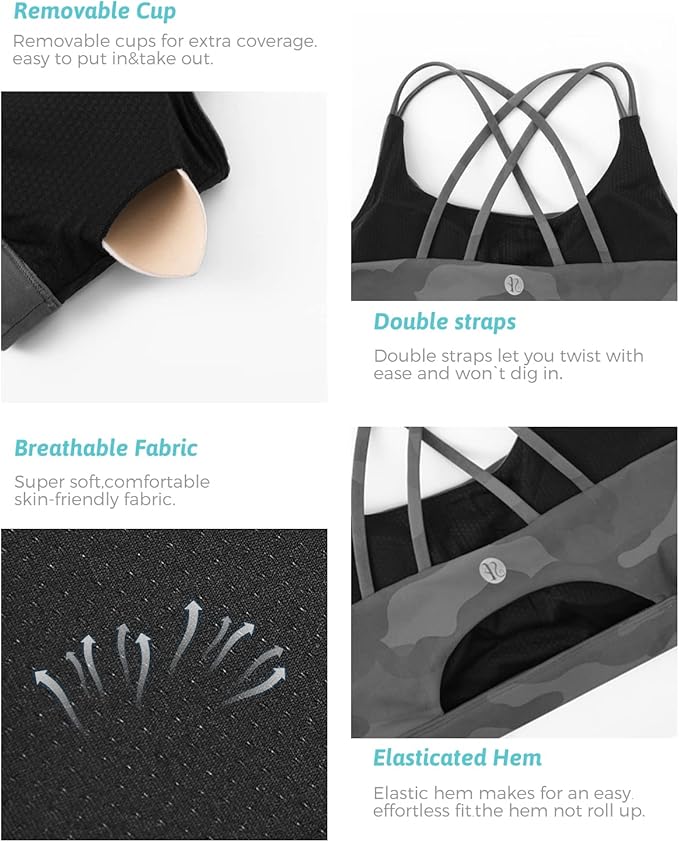 RUNNING GIRL Sports Bras for Women,Padded Sports Bra Tank Top Sexy Crisscross Back High Impact Longline Workout Yoga Bra