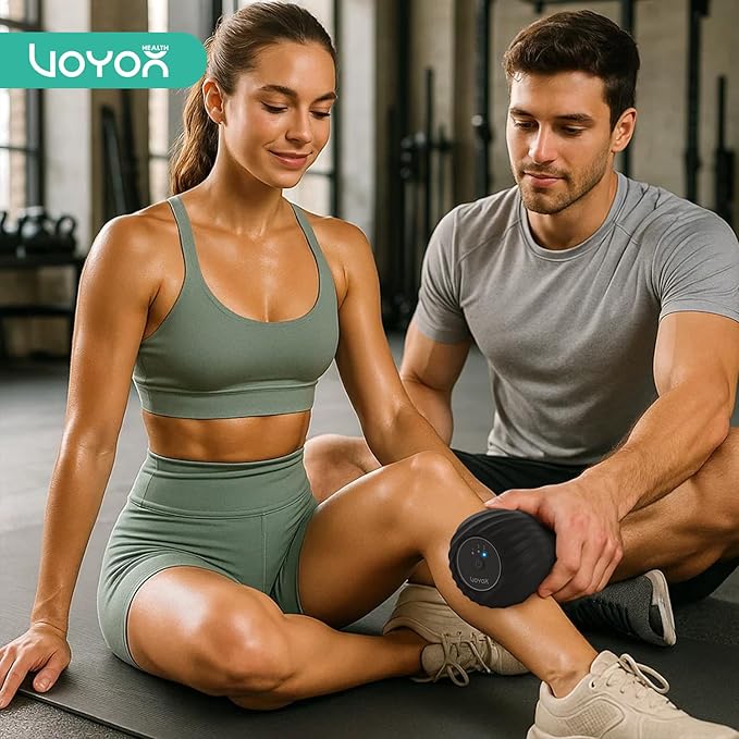 VOYOR-HEALTH Vibrating Peanut Massage Ball Roller, Electric Double Lacrosse Massage Ball with 4 Intensities for Muscle Pain Relief, Rechargeable Deep Tissue Massage, Yoga Sports Fitness MB300 (Black)