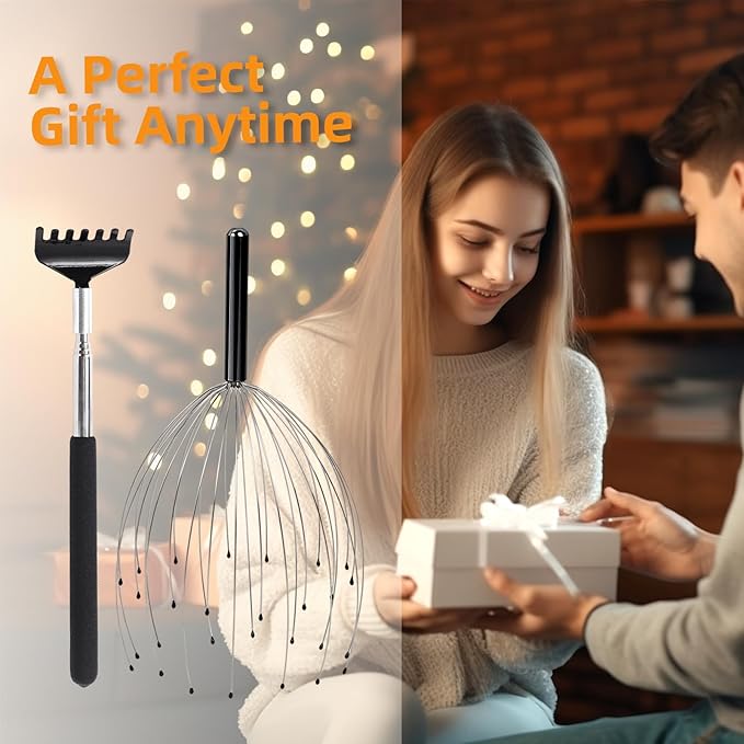 YEZY Head Massager 28 Fingers Head Scratcher Scalp Massager, Back Scratcher, Stocking Stuffers for Scalp Massage Back Massage (Black)