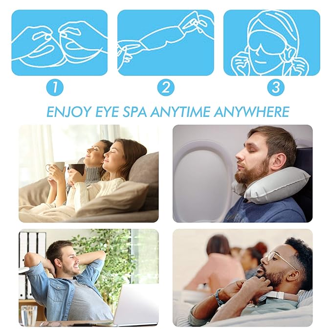 Jekeno Steam Eye Mask, 16 Packs Eye Masks for Dry Eyes, 40-60 Minutes Self Moist Warm Compress Heated Disposable Mask for Sleep, Spa Relaxing Trip Gifts, Travel Essentials for Women Men