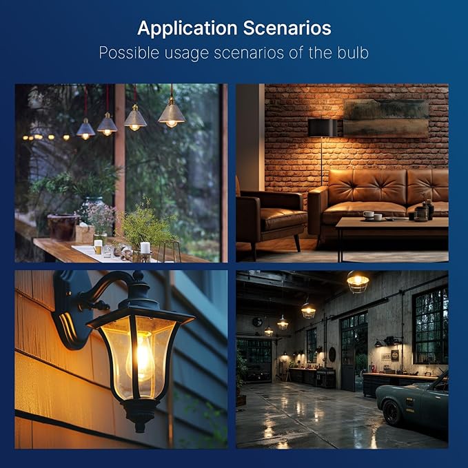 FLSNT 100W Equivalent LED Edison Bulbs, ST19/ST58 Dimmable LED Light Bulbs for Kitchen, Dining Room, High Brightness with 1000LM, 2700K Soft White, 8W, E26 Base, 4 Pack