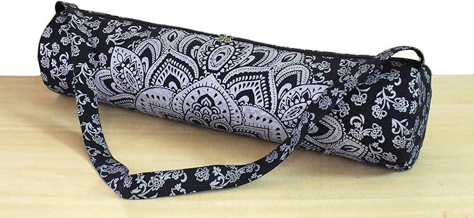 ICC Black Gold Mandala Full-Zip Exercise Yoga Mat Carry Bag Gym Beach Pilates Carrier Bags Hippie Mandala Indian Cotton Bag