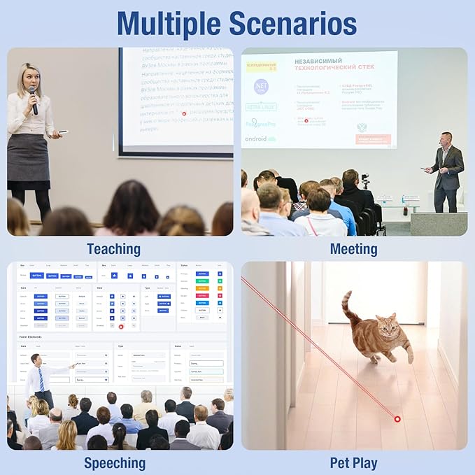 Rechargeable Presentation Clicker USB C Wireless Presenter Remote with Volume Control, RF 2.4GHz White Computer Presentation Remote PowerPoint Clicker Slide Advancer for Teachers Office (White