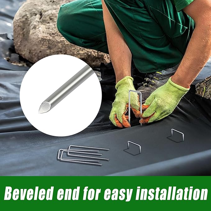 50 Pack Landscape Staples 6 Inch Garden Stakes Galvanized Garden Staples Pins Anti-Rust Ground Stakes for Weed Barrier, Irrigation Tubing, Landscaping Fabric, Yard Lawn