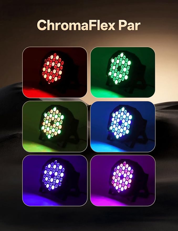 LED Par Lights 36 LED Stage Lights 7 Modes RGB DJ Lights with Sound Activated Remote and DMX Control DJ Uplighting for Birthday Party Events Wedding Christmas Stage Lighting (4 Packs)