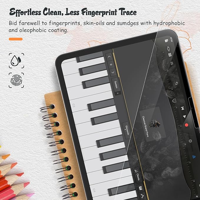 KCT PaperNano Screen protector Compatible with iPad Pro 11 inch M5 2025 / M4 2024, Paper Nano-Texture Film for Drawing, Nib Friendly, Anti-Glare-2 Pack