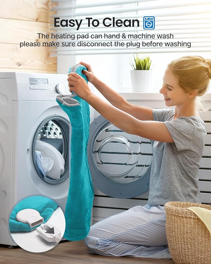 RENPHO Heating Pad for Back Pain Relief, Christmas Gifts for Men Women, FSA Eligible, Stocking Stuffers, Edge Weighted Electric Heat Pad for Neck and Shoulder, ETL Certified, 24"x33", Gray Green