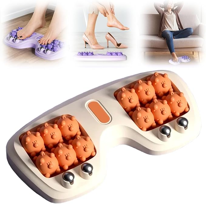 Foot Massager Roller for Plantar Fasciitis Relief, Upgrade Dual Foot Acupressure Massage for Stress Relief and Improved Circulation, Portable Feet Massager Tool for Home Office Use (Orange)