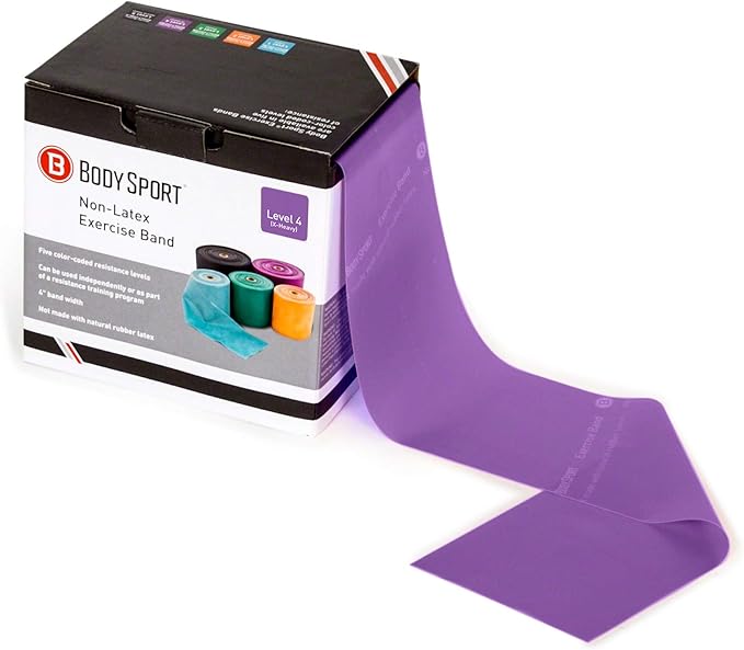 Body Sport Exercise Band, 50 yd. x 4 in. Roll - Home & Gym Fitness Equipment for Stretching, Strength Training & Physical Therapy