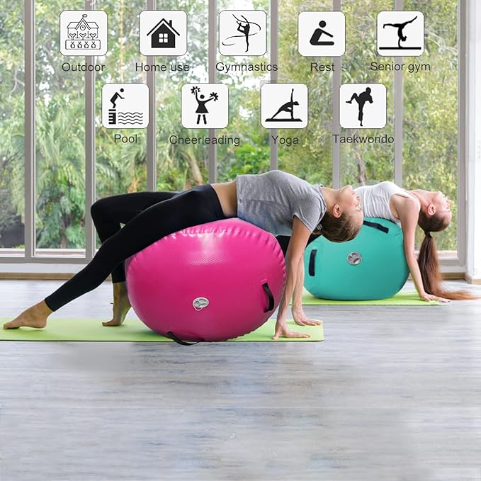 86 York Air Barrel Gymnastics Roller Inflatable Tumbling Mat, Back Handspring Training Air Mat Tumble Track Gymnastics Equipment For Home Use, Gym Training, Yoga Balance Exercise, Cheerleading with Electric Pump