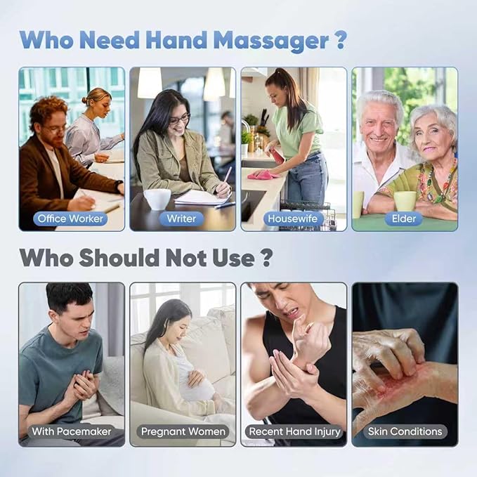 Hand Massager with 9 Modes and 4 Heating Options for Hot and Cold Therapy Hand and Wrist Massager for Arthritis and Carpal Tunnel Relief, Hand Massager with Heat and Compression, White
