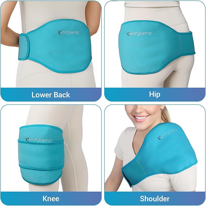 Comfytemp Ice Pack for Lower Back Pain Relief, HSA Approved, Reusable Gel Ice Wrap for Sciatica Nerve Injury, Hot Cold Compress Lumbar Brace for Herniated Disc, Waist Coccyx, Surgery Recovery Items