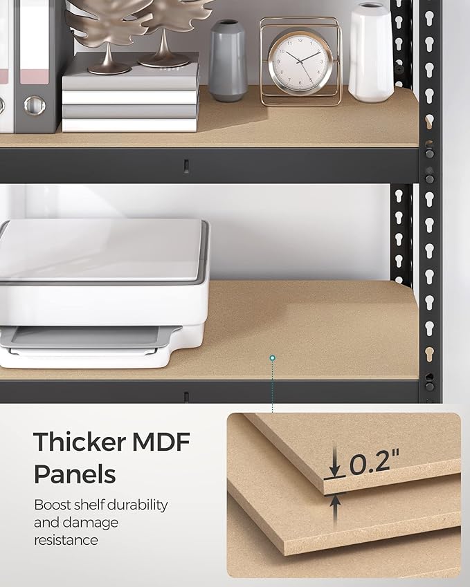 SONGMICS 5-Tier Storage Shelves, Load 2310 lb, Set of 2 Garage Storage, Boltless Assembly, Adjustable Shelving Unit, 17.7 x 35.4 x 70.9 Inches, for Study Shed Basement, Black UGLR450B02