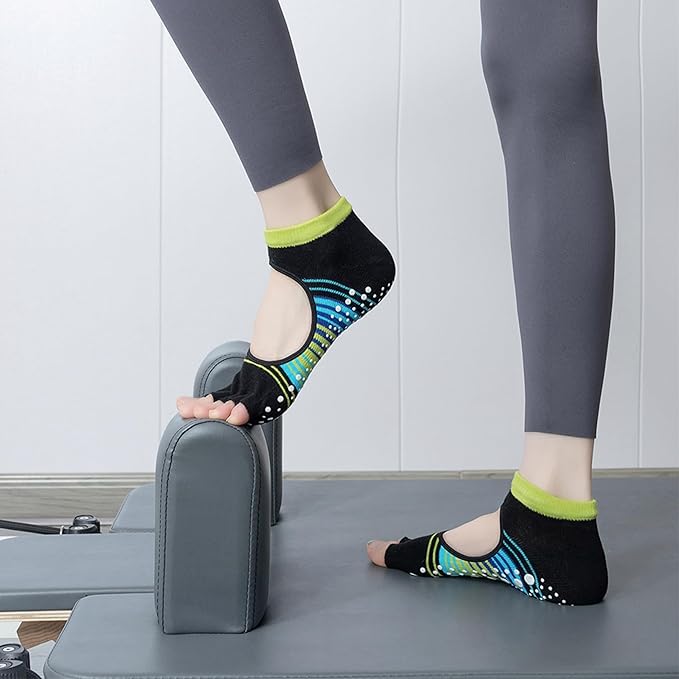 Non-Slip Pilates Yoga Socks with Grips for Women - Stylish Crew Socks for Barre, Ballet, and Workout (Size 5-9)